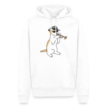 Trompettiste Cat Jazz - Sweat à capuche Premium bio Homme - blanc - Devant - Nico (187cm)