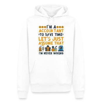 Comptable Comptable Comptable - Sweat à capuche Premium bio Homme - blanc - Devant - Nico (187cm)