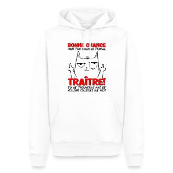 Nouvel emploi départ collègue travail bonne chance - Sweat à capuche Premium bio Homme - blanc - Devant - Nico (187cm)