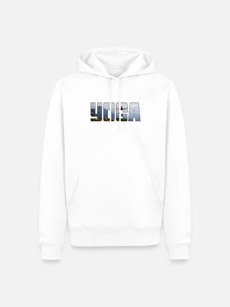 Yoga - Männer Premium Bio Hoodie - Weiß