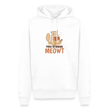 Chat - tu stresses miaulement - Sweat à capuche Premium bio Homme - blanc - Devant - Nico (187cm)