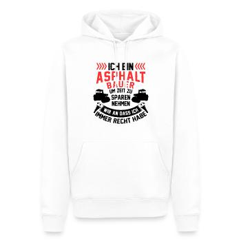 Asphaltbauer hat immer Recht Straßenbauer - Männer Premium Bio Hoodie - Weiß - Vorne - Nico (187cm)