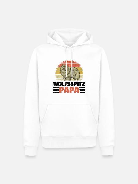 Wolfsspitz Papa deutscher Spitz Keeshond - Männer Premium Bio Hoodie - Weiß