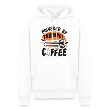 Trumpet Player Coffee Powered By - Männer Premium Bio Hoodie - Weiß - Vorne - Nico (187cm)