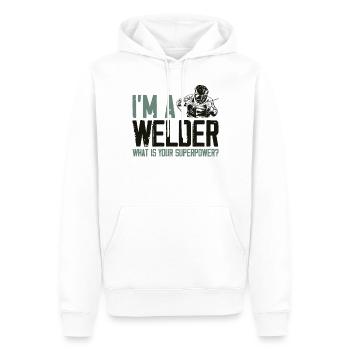 Soudeur Soudeur Vintage Je suis A - Sweat à capuche Premium bio Homme - blanc - Devant - Nico (187cm)