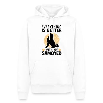 Alles ist besser mit Samojede Schlittenhund - Männer Premium Bio Hoodie - Weiß - Vorne - Nico (187cm)