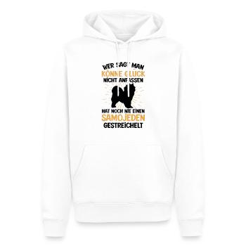 Samojede Glück anfassen Samojedenspitz - Männer Premium Bio Hoodie - Weiß - Vorne - Nico (187cm)