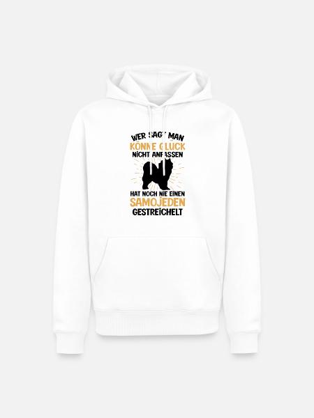 Samojede Glück anfassen Samojedenspitz - Männer Premium Bio Hoodie - Weiß
