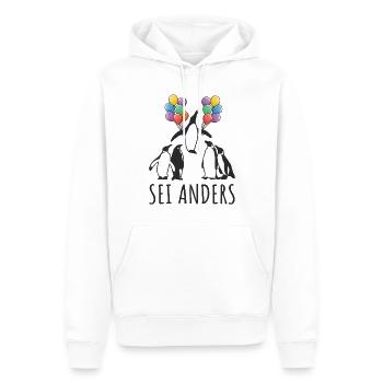 Motivation Sei Anders Pinguin Kreative Menschen - Männer Premium Bio Hoodie - Weiß - Vorne - Nico (187cm)