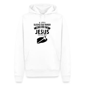 Démolition et rénovation de maisons - Sweat à capuche Premium bio Homme - blanc - Devant - Nico (187cm)