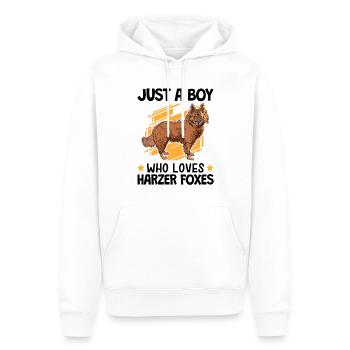 Le garçon des renards du Harz aime garder les renards - Sweat à capuche Premium bio Homme - blanc - Devant - Nico (187cm)