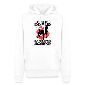 Suchte einen Freund und fand meinen Jagdterrier - Männer Premium Bio Hoodie - Weiß - Vorne - Nico (187cm)