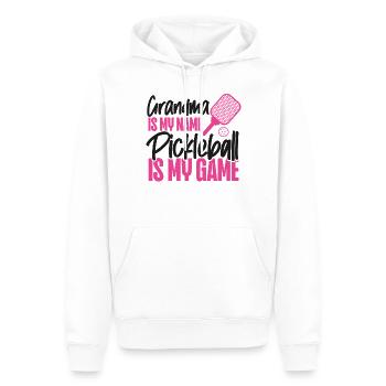Pickleball Grand-mère Grand-mère est mon - Sweat à capuche Premium bio Homme - blanc - Devant - Nico (187cm)