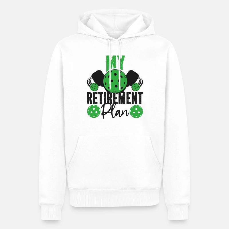 Pickleball Retiré Ma retraite - Sweat à capuche Premium bio Homme - blanc