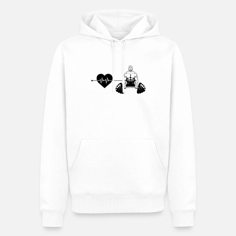 Rythme cardiaque de musculation - Sweat à capuche Premium bio Homme - blanc