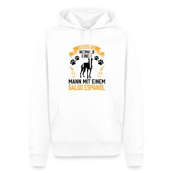 Unterschätze nie einen Mann mit Galgo Espanol - Männer Premium Bio Hoodie - Weiß - Vorne - Nico (187cm)