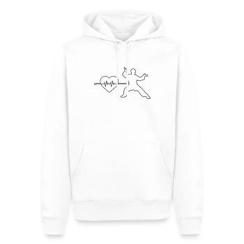 Arts martiaux Battements de cœur - Sweat à capuche Premium bio Homme - blanc - Devant - Nico (187cm)
