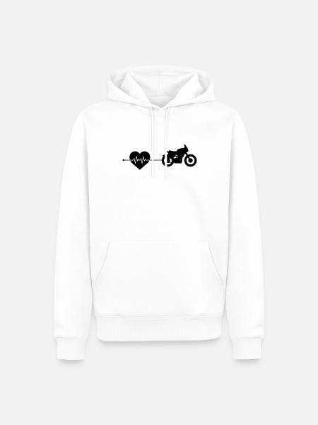 Motorcycle Heartbeat - Men’s Premium Organic Hoodie - white