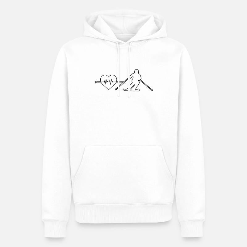 Rythme cardiaque de ski - Sweat à capuche Premium bio Homme - blanc