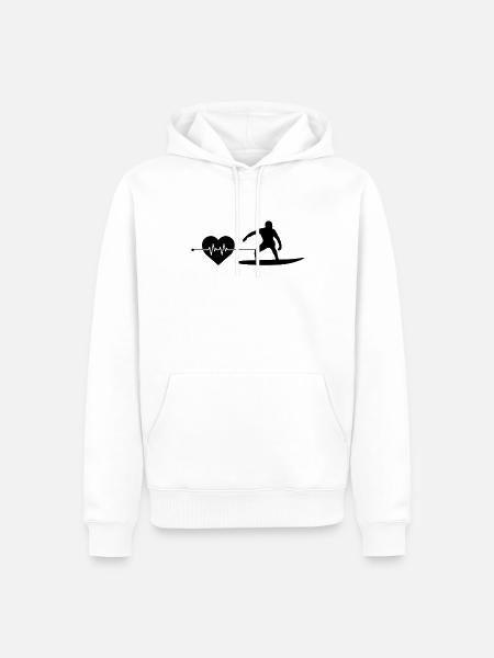 Surfen Herzschlag - Männer Premium Bio Hoodie - Weiß