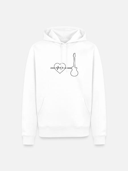 E Guitar Heartbeat - Men’s Premium Organic Hoodie - white