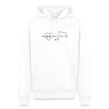 Delfin Herzschlag - Männer Premium Bio Hoodie - Weiß - Vorne - Nico (187cm)