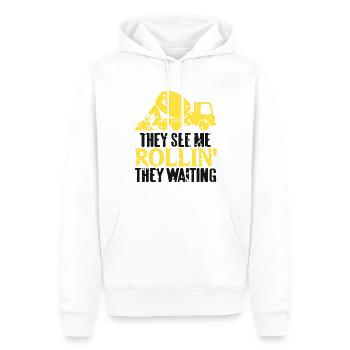 Conception de bétonneur pour ouvrier du bâtiment et chantier de construction - Sweat à capuche Premium bio Homme - blanc - Devant - Nico (187cm)