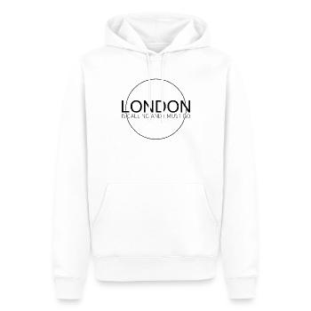 Citation de Londres - Sweat à capuche Premium bio Homme - blanc - Devant - Nico (187cm)