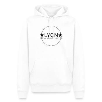 Dicton lyonnais - Sweat à capuche Premium bio Homme - blanc - Devant - Nico (187cm)