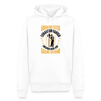 Überarbeiteter Straßenwärter Straßenwart - Männer Premium Bio Hoodie - Weiß - Vorne - Nico (187cm)