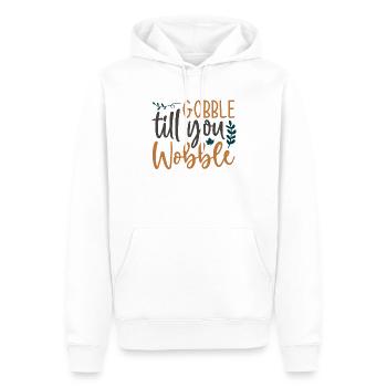 Gobble till you wobble - Thanksgiving Spruch - Männer Premium Bio Hoodie - Weiß - Vorne - Nico (187cm)