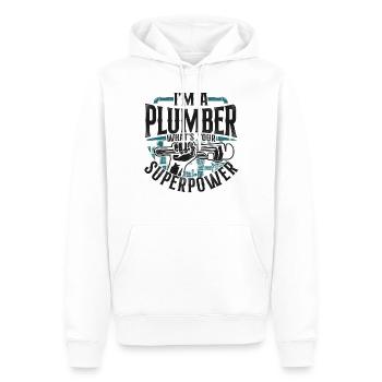 Plombier de plomberie vintage Je suis un - Sweat à capuche Premium bio Homme - blanc - Devant - Nico (187cm)