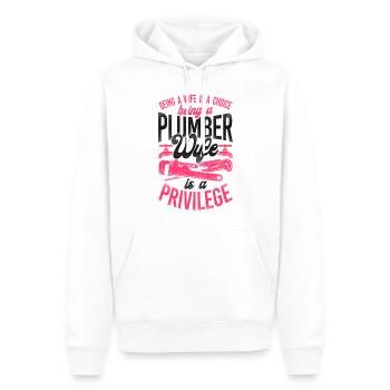 Plomberie Plombier Femme Mari - Sweat à capuche Premium bio Homme - blanc - Devant - Nico (187cm)
