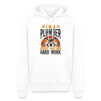 Plombier de plomberie vintage Je suis un - Sweat à capuche Premium bio Homme - blanc - Devant - Nico (187cm)