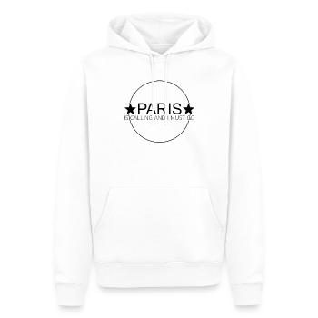 Citation Paris - Sweat à capuche Premium bio Homme - blanc - Devant - Nico (187cm)