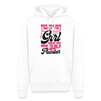 Plumbing Plumber Female Move Over - Men’s Premium Organic Hoodie - white - Front - Nico (187cm)