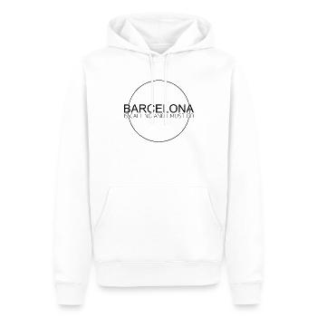 Citation de Barcelone - Sweat à capuche Premium bio Homme - blanc - Devant - Nico (187cm)