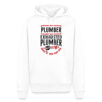 Plumbing Plumber Vintage Warning - Men’s Premium Organic Hoodie - white - Front - Nico (187cm)