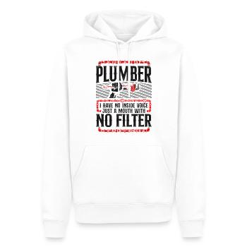 Plombier plombier plombier Je n’ai pas - Sweat à capuche Premium bio Homme - blanc - Devant - Nico (187cm)