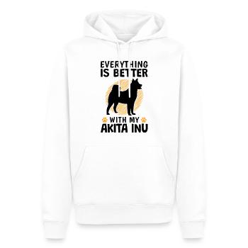 Tout va mieux avec Akita Inu Spitz japonais - Sweat à capuche Premium bio Homme - blanc - Devant - Nico (187cm)