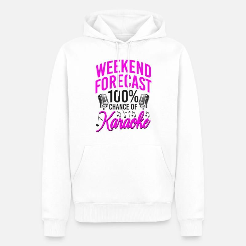 Karaoke Singer Weekend Forecast - Männer Premium Bio Hoodie - Weiß