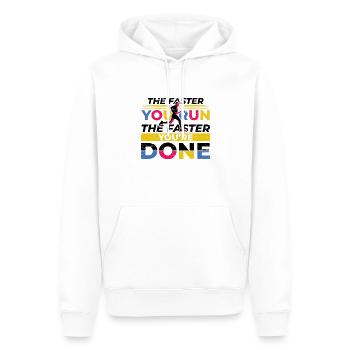Plus vite vous courez Athlétisme coureurs - Sweat à capuche Premium bio Homme - blanc - Devant - Nico (187cm)
