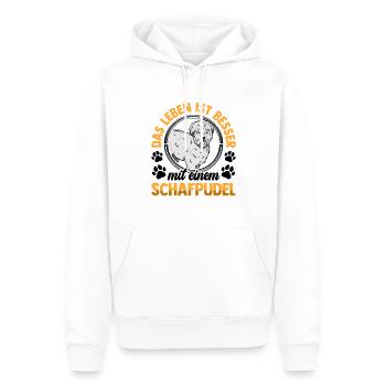Leben mit Schafpudel altdeutscher Hütepudel - Männer Premium Bio Hoodie - Weiß - Vorne - Nico (187cm)
