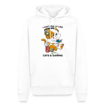 Kawaii Katzen und Gaming Lustige Katzenliebhaber Gaming - Männer Premium Bio Hoodie - Weiß - Vorne - Nico (187cm)