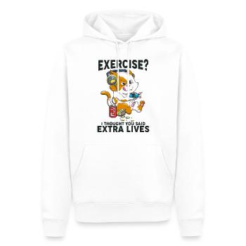Funny Cat Gaming Exercise I Thought You Said - Men’s Premium Organic Hoodie - white - Front - Nico (187cm)