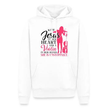 Violoniste Violoniste Jesus Faith - Sweat à capuche Premium bio Homme - blanc - Devant - Nico (187cm)