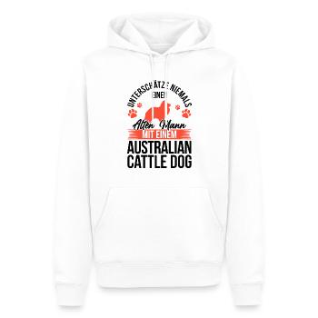 Alter Mann mit Australian Cattle Dog Treibhund - Männer Premium Bio Hoodie - Weiß - Vorne - Nico (187cm)