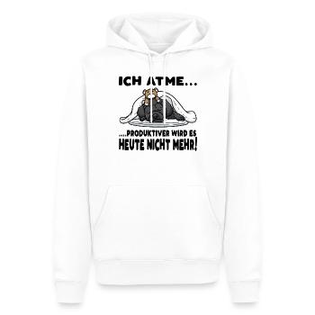 Schnoodle Hund Mit Kuscheltier Schlafen Schlummern - Männer Premium Bio Hoodie - Weiß - Vorne - Nico (187cm)