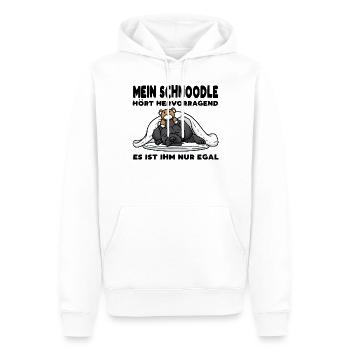 Schnoodle Hund Mit Kuscheltier - Männer Premium Bio Hoodie - Weiß - Vorne - Nico (187cm)