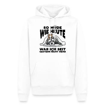 Schnoodle Hund Mit Kuscheltier Schlafen Spruch - Männer Premium Bio Hoodie - Weiß - Vorne - Nico (187cm)